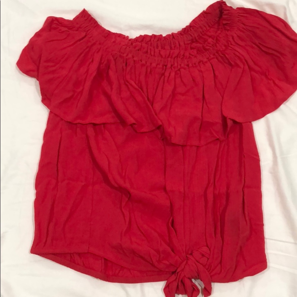 Express off the should crop top size small.